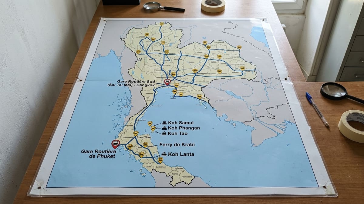 ALT FR — carte des hubs de transport pour trouver les bus pour les îles thaïlandaises
